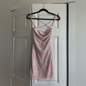 Windsor Glam Princess Lace-Up Sequin Mini Dress